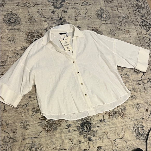 Zara Tops - Zara Classic White Collared Shirt